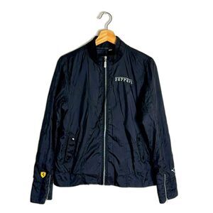 Ferrari black windbreaker style puma zip up car jacket size small nylon cars